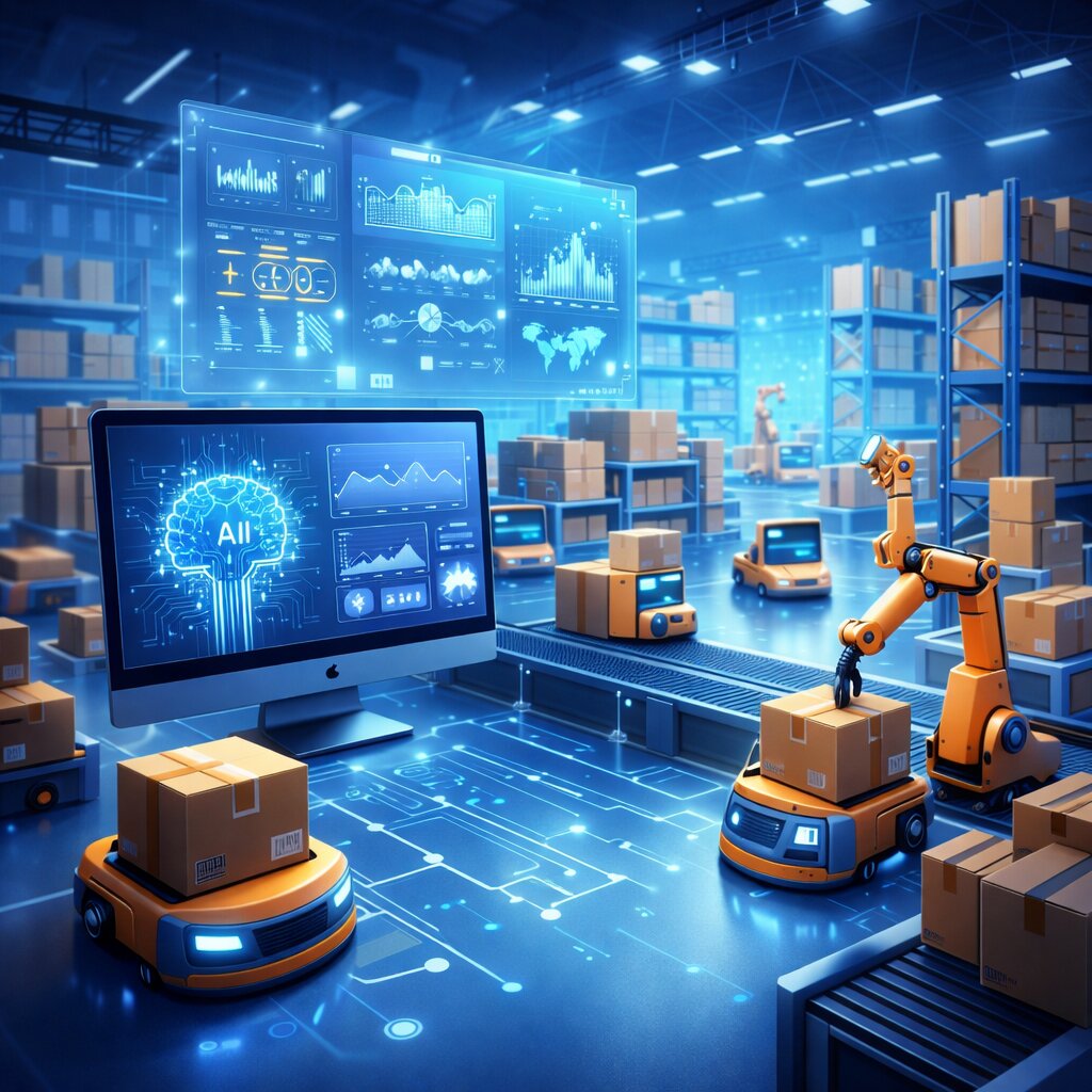 AI-powered Warehouse Management System illustration